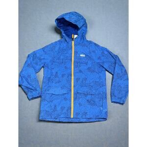 REI Kids Rain Jacket Boys Size Medium 10 - 12 Blue & Yellow